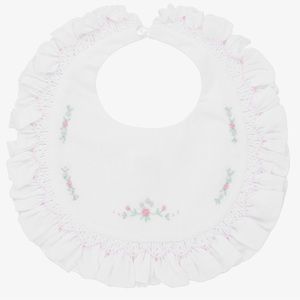 Sarah Louise White Hand-Smocked Baby Bib NWT
